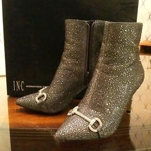 I.N.C. BLACK RHINESTONE ANKLE BOOTS